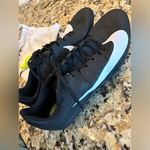Nike Zoom Rival S Black Running Cleats size 10.5 with bag, spikes and tool